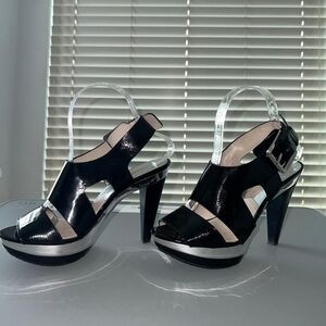 Michael kors platform black/silver heels